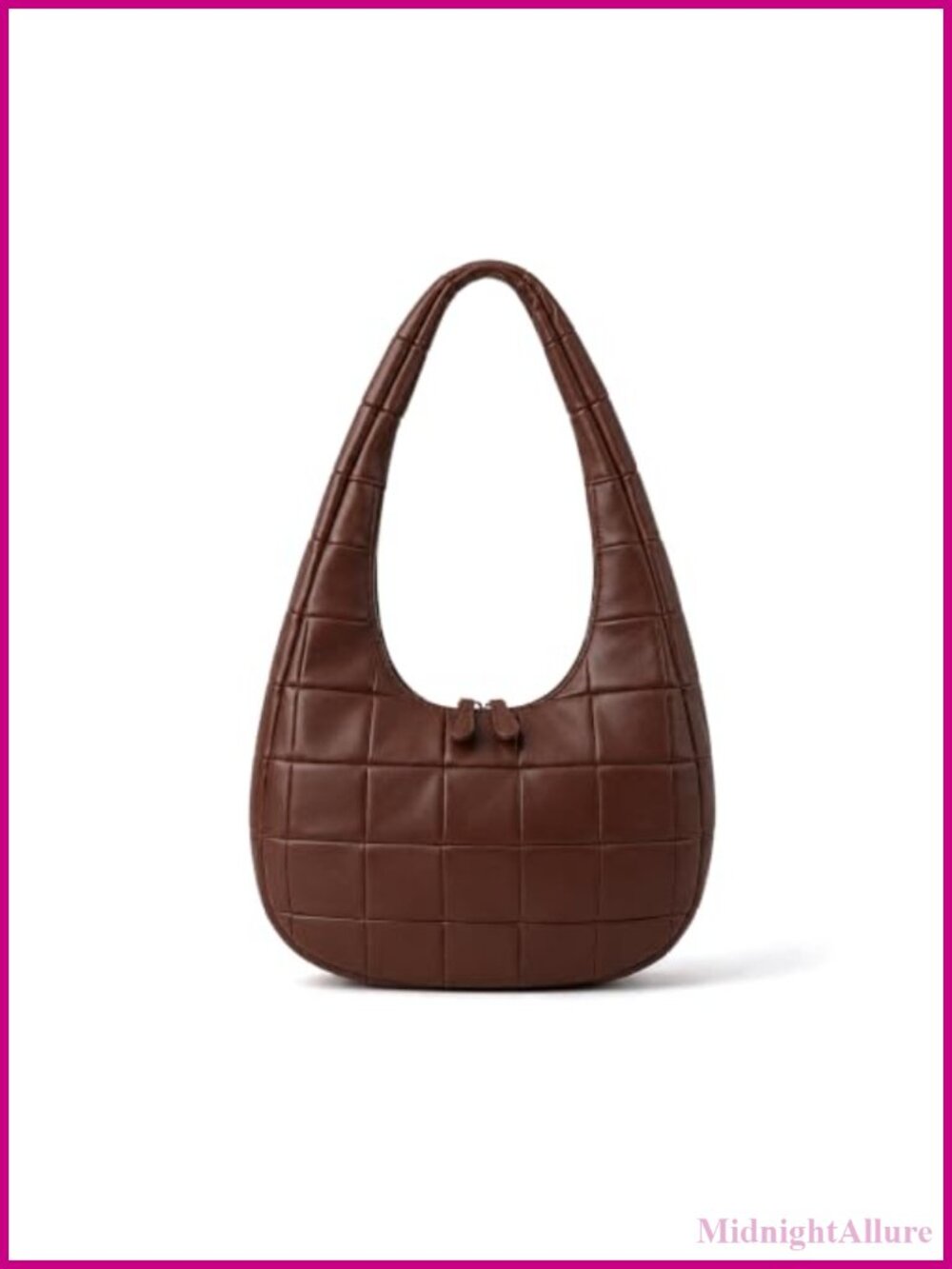 PU Leather Crescent Hobo Shoulder Bag Dual Zipper Underarm Purse